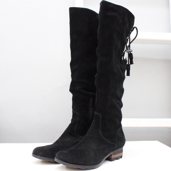 Sorel Shoes - Sorel Women's Black Suede  Farah Waterproof Tall Above the Knee Boots Size 9
